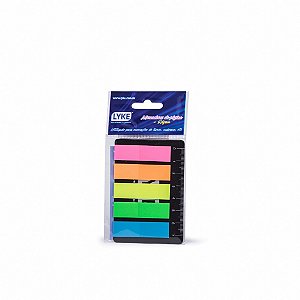Marcador de Página + Régua Lyke Neon 5 Cores com 100 Tirinhas