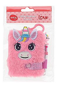 Mini Caderno/Caderneta Chaveiro Unicórnio Rosa Molin