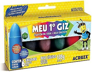 Giz De Cera Jumbo Meu 1º Giz 6 Cores Acrilex