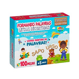 Formando Palavras Letra Recortada 100 Peças em MDF Educativo em Madeira Alfabetização Letras brinquedo - Aquarela