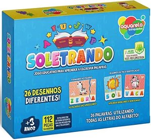 Brinquedo Pedagógico Soletrando em Madeira com 116 Peças - Aquarela Brinquedos