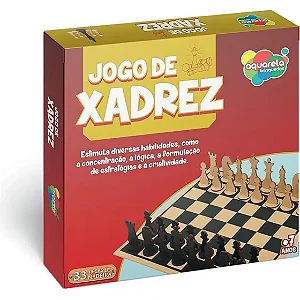 Jogo de Tabuleiro Xadrez com 33 peças em Madeira MDF - Aquarela