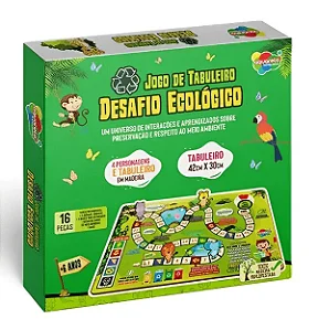 Jogo de Tabuleiro Desafio Ecológico 16 Peças em MDF - Aquarela Brinquedos