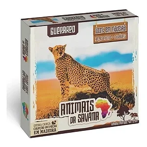 Jogo Quebra-Cabeça Guepardo 100 Peças em Madeira MDF - Aquarela