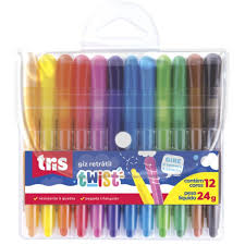 Giz de Cera Retrátil Twist  com 12 Cores
