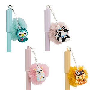 Caneta Gel 0.7mm Apagável Pompom Animais Tinta Azul - BRW