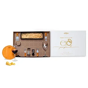 Kit Queijo E Vinho Com Espaço Para Garrafa - 9 Pçs - Não Acompanha Garrafa