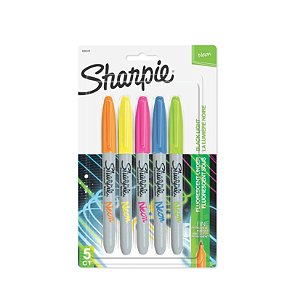 MARCADOR PERMANENTE SHARPIE KIT 5 CORES NEON