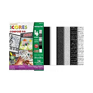 BLOCO ECO CORES NOVAPRINT COMPOSE P/B 4 ESTAMPAS 110G/M 24 FOLHAS