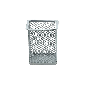 PORTA CANETA TN METAL QUADRADO PRATA