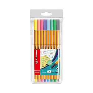 KIT DE CANETAS STABILO POINT 88 COM 8 CORES PASTEIS