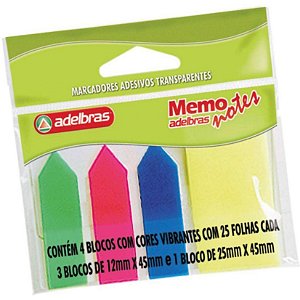 BLOCO ADESIVO ADELBRAS 4 BLOCOS 25 CORES  TRANSLUCIDOS 970