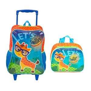 MOCHILA DE RODINHA SMILLEY SESTINI + LANCHEIRA