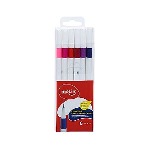 CANETA MOLIN FINELINER 0.4 TONS ROSA/ROXO CO 6 CANETAS