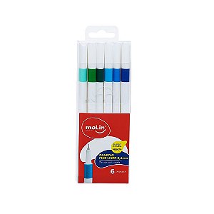 CANETA MOLIN FINELINER 0.4 TONS VERDE/AZUL COM 6 CANETAS