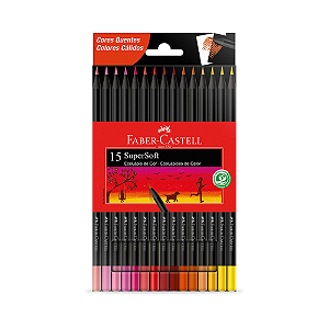 LAPIS DE COR FABER CASTELL SUPER SOFT 15 CORES QUENTES