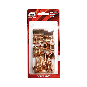 PRENDEDOR PAPEL KIT 25MM ROSE GOLD- CARTELA C/10