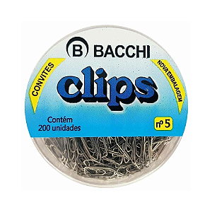 CLIPS BACCHI N.5 P/CONVITE PRATA MINI 200 UND.