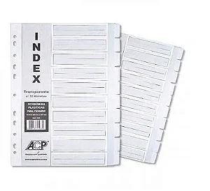 DIVISORIA PARA FICHARIO ACP TRANSPARENTE COM 10 UNDS