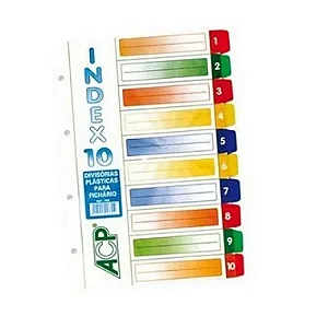 DIVISORIA PARA FICHARIO ACP COLOR COM 10 UNDS