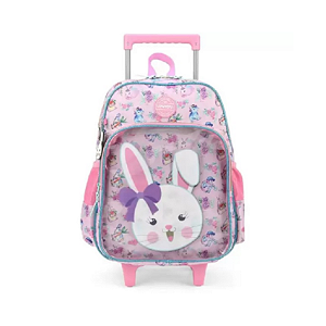 MOCHILA DE RODINHA UP4YOU COELHINHA ROSA