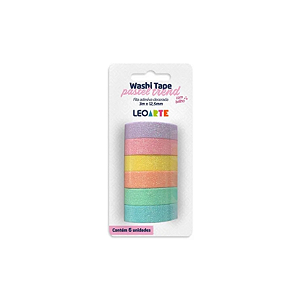 FITA WASHI TAPE PASTEL GLITTER TREND LEONORA C/6UNDS