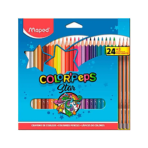 LAPIS DE COR MAPED COLOR PEPS STAR 24 CORES + 3 LAPIS GRAFITE 4MM