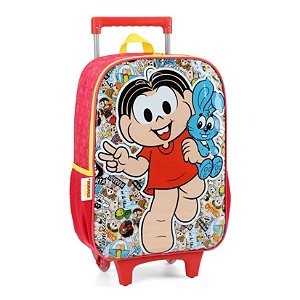 MOCHILA C/RODINHAS TURMA DA MONICA LUXCEL VERMELHA