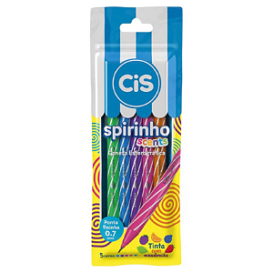 KIT CANETA CIS SPIRINHO SCENTS COM CHEIRINHO 5 CORES 0.7