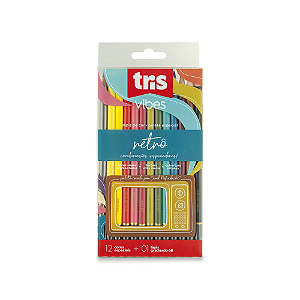 LAPIS DE COR TRIS 12 CORES VIBES RETRO + 1 LAPIS 6B