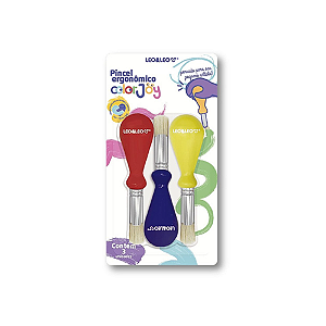 PINCEL ERGONOMICO COLOR JOY LEO E LEO PONTA REDONDA COM 3 UNIDADES