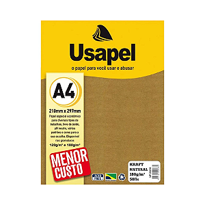 PAPEL KRAFT NATURAL USAPEL 180GM - 50 FOLHAS
