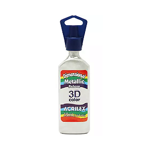 COLA DIMENSIONAL RELEVO 3D ACRILEX METALICA BRANCA 35ML