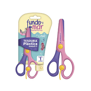TESOURA ESCOLAR LEO KIDS  PLASTICO FUNDO DO MAR
