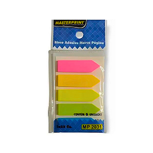 POST IT MASTERPRINT MARCA PAGINA NEON 5 BLOCOS