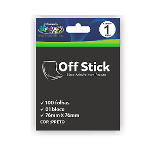 POST IT OFF PAPER PRETO 76X76 100 FOLHAS