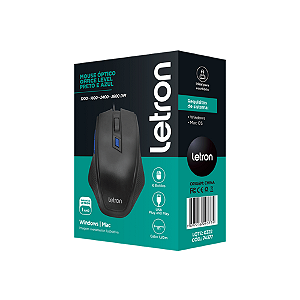 MOUSE LETRON OPTICO OFFICE LEVEL PRETO E AZUL
