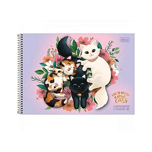 CADERNO ESPIRAL CARTOGRAFIA TILIBRA PURRFECT CATS 80 FOLHAS