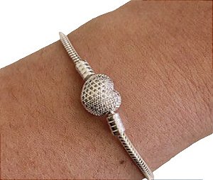 Pulseira de Coração para Berloques em Prata 925