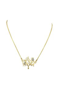 Colar Árvore da Vida Cravejado Banhada a Ouro 18K