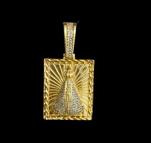 Pingente Nossa Senhora Cravejada Banhada a Ouro 18K