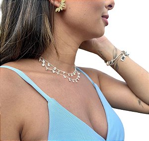 Colar Choker Elegante Pontos de Luz em Prata 925