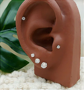 Trio Ponto de Luz Redondo em Prata 925