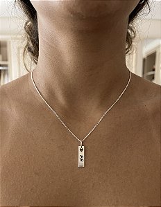 Colar com Pingente Placa de Prata 925