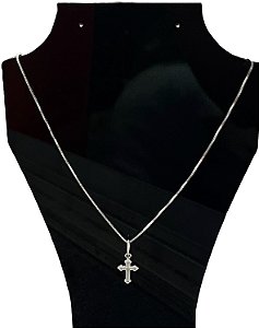 Corrente Masculina com mini Cruz 60cm em Prata 925