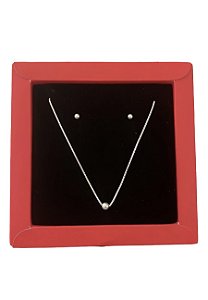 Conjunto Colar e Brinco de Bolinha em Prata 925