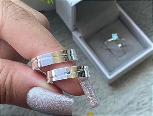 Par Aliança Crepúsculo 5 mm com Solitário