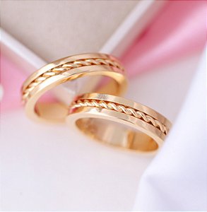 Par Aliança Amor Egipcio 6mm Banhada a Ouro 18K