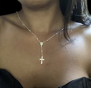 Terço Religioso 45cm em elos 3x1 de Prata 925