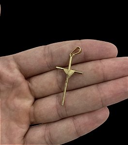 Pingente de Cruz Banhado a Ouro 18K